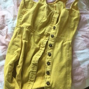 Yellow button down denim dress